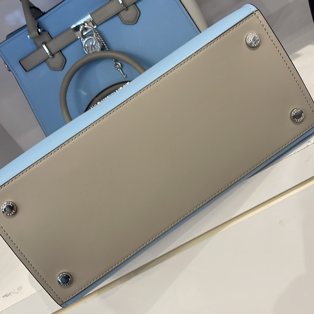 MICHAEL KORS Hamilton Medium Color-Block Leather Satchel
 LT SKY MLT
NWT - Picture 9 of 16